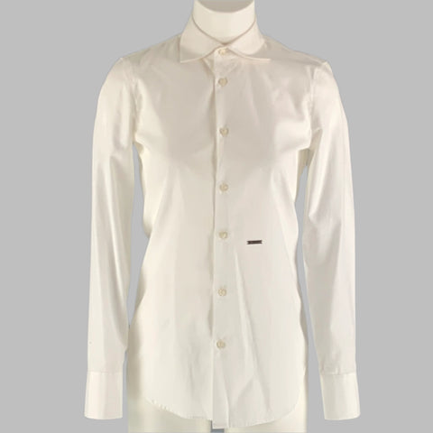 DSQUARED2 Size S White Cotton Textured Button Up Shirt