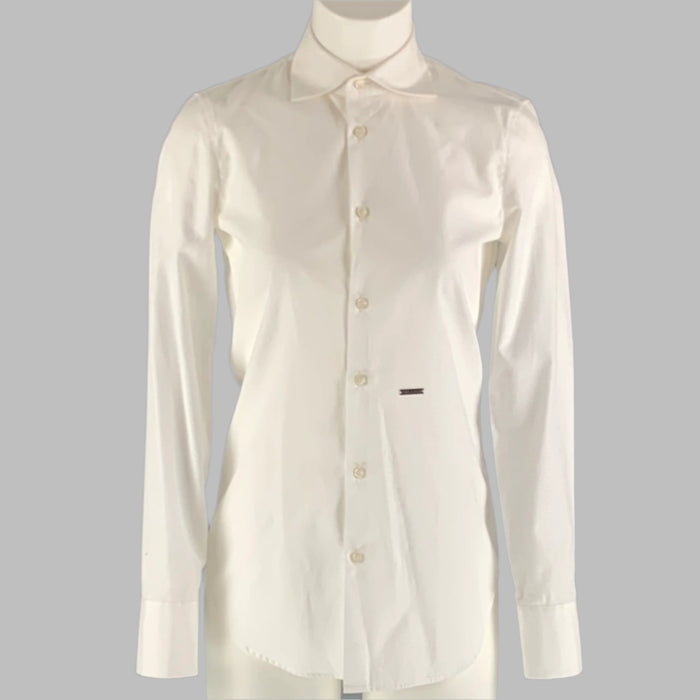 DSQUARED2 Size S White Cotton Textured Button Up Shirt