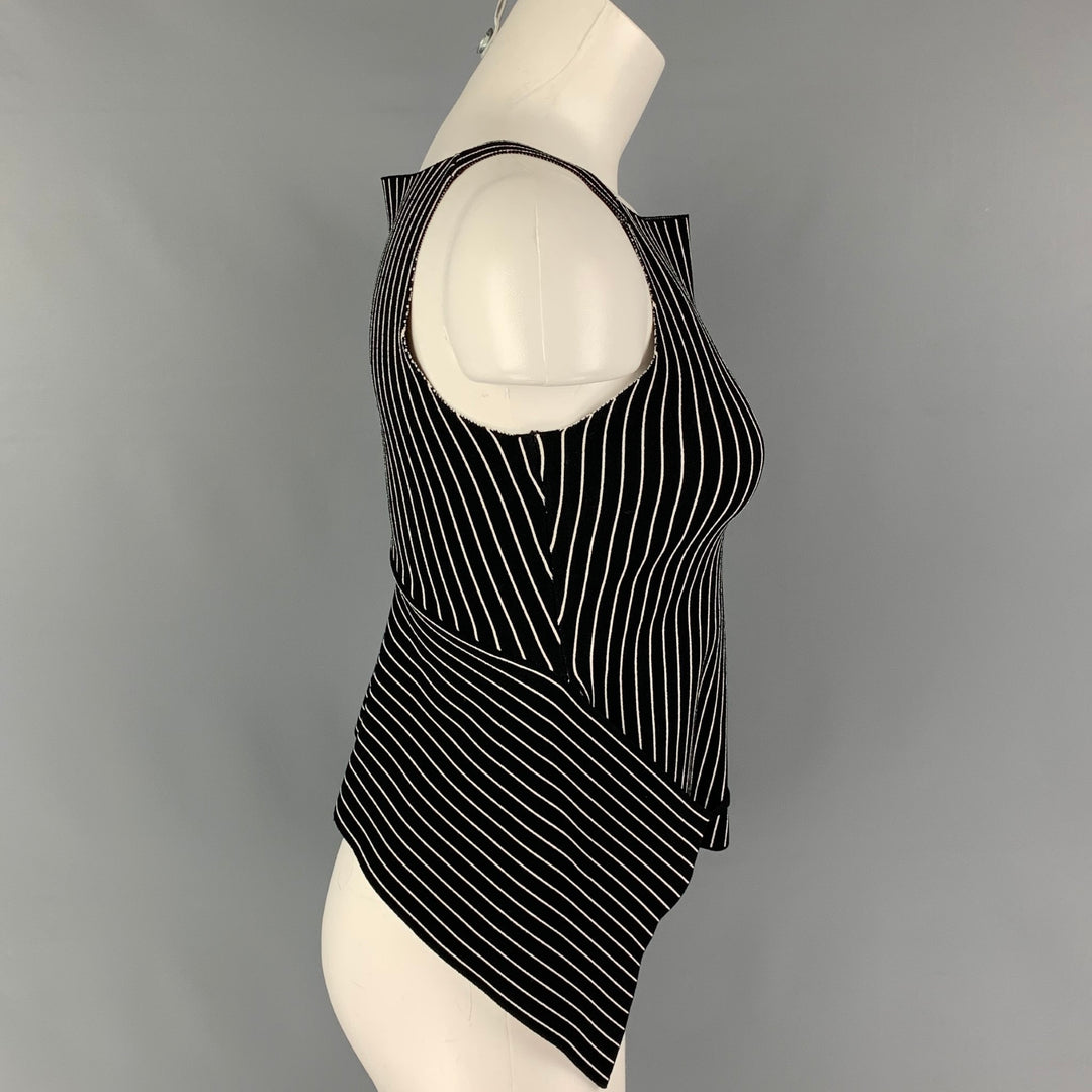 ALEXANDER WANG Size XS Black White Viscose Blend Stripe Sleeveless Top