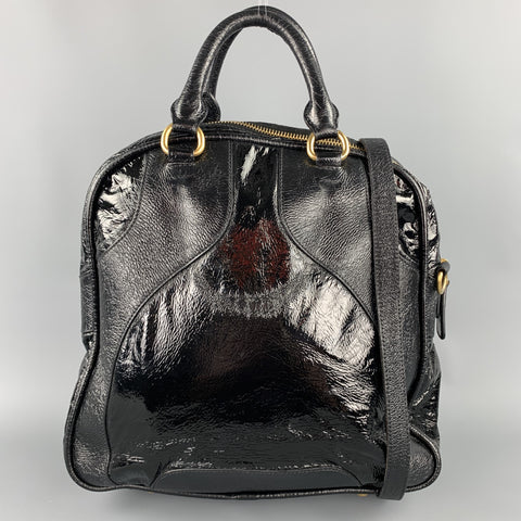 MIU MIU Black Patent Leather Shoulder Handbag