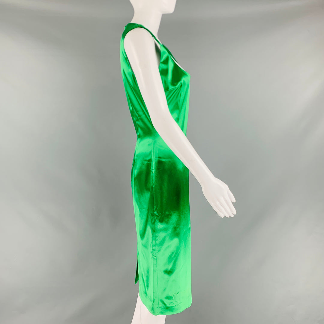 DOLCE & GABBANA Size 8 Green Acetate Blend Sleeveless Mid-Calf Cocktail Dress