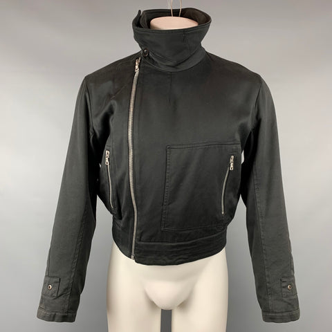 DRIES VAN NOTEN Size S Black Cotton Back Belt Cropped Jacket