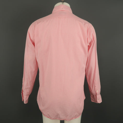 THOM BROWNE Size XL Pink Plaid Cotton Button Up Long Sleeve Shirt