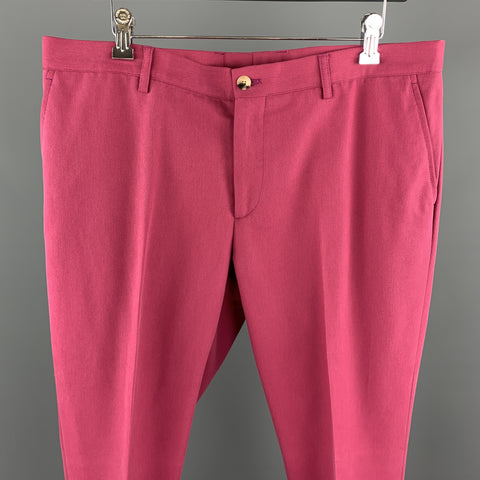 ETRO Talla 38 Pantalones casuales con bragueta y cremallera de piqué de mezcla de algodón sólido rosa apagado