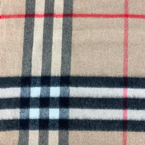 BURBERRY Beige Black Plaid Cashmere Scarf