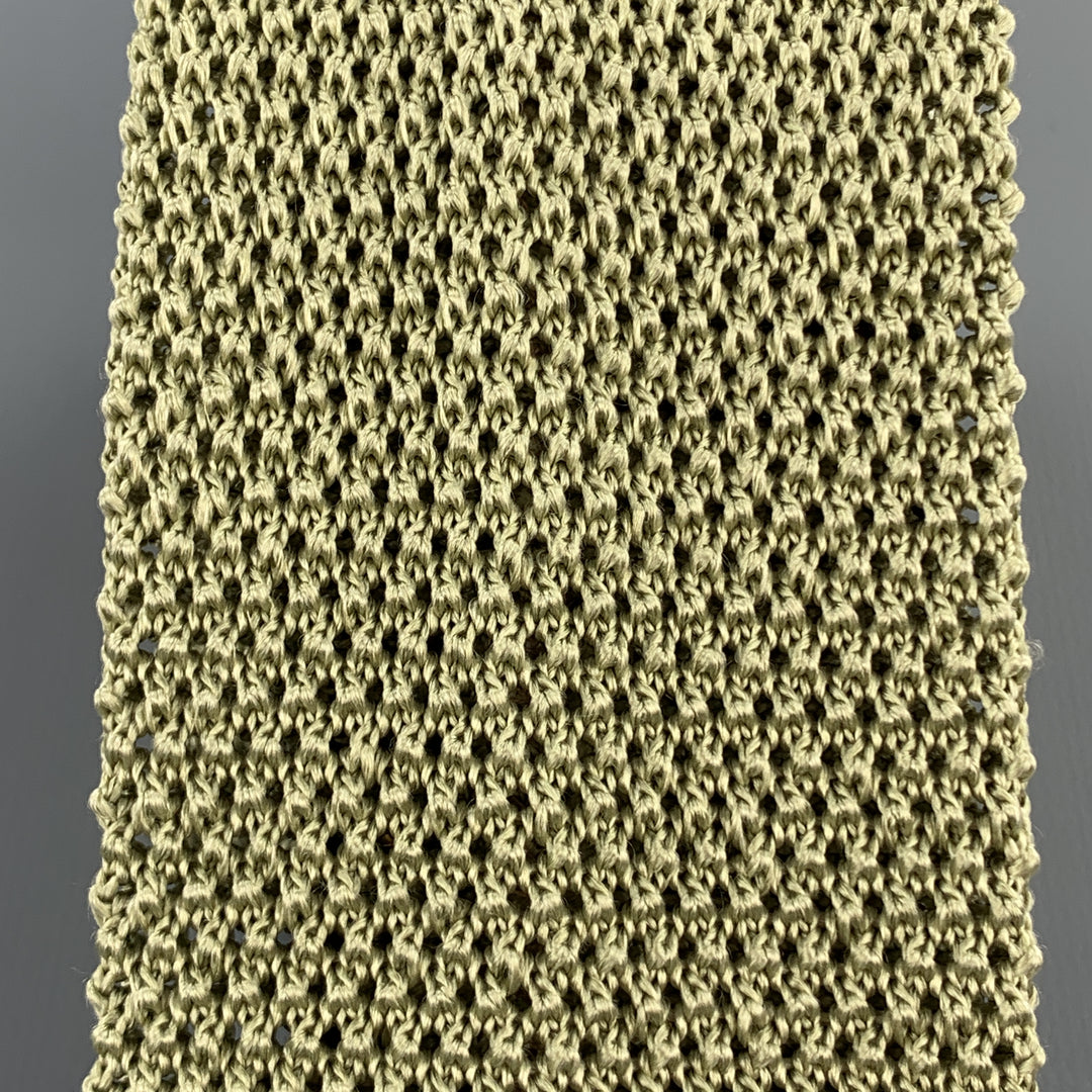 LOCK &amp; CO LONDON Cravate en tricot texturé en soie vert mousse
