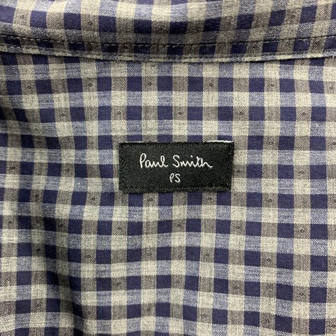 PS by PAUL SMITH Size L Navy & Gray Gingham Cotton Button Up Long Sleeve Shirt