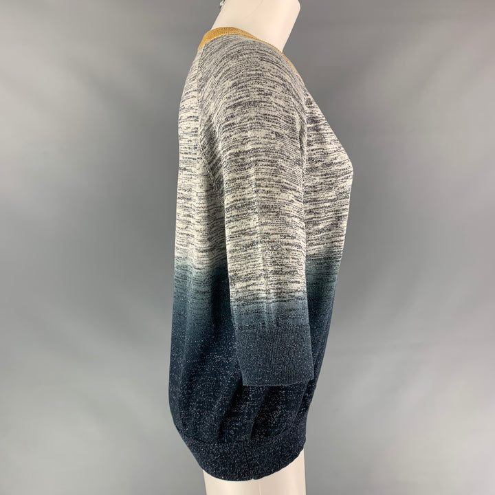 ZADIG & VOLTAIRE Size M Blue & Grey Ombre Cotton Blend Pullover