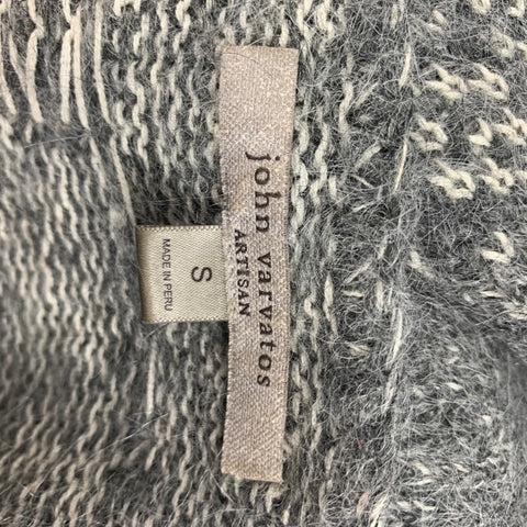JOHN VARVATOS Size S Grey White Knitted Cotton Blend Crew-Neck Sweater