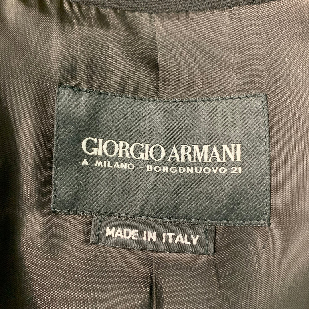 GIORGIO ARMANI Size 10 Black Wool Solid Asymmetrical Jacket  Blazer