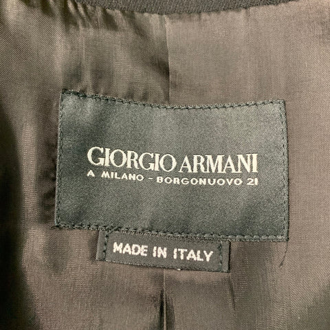 GIORGIO ARMANI Talla 10 Chaqueta asimétrica sólida de lana negra Blazer