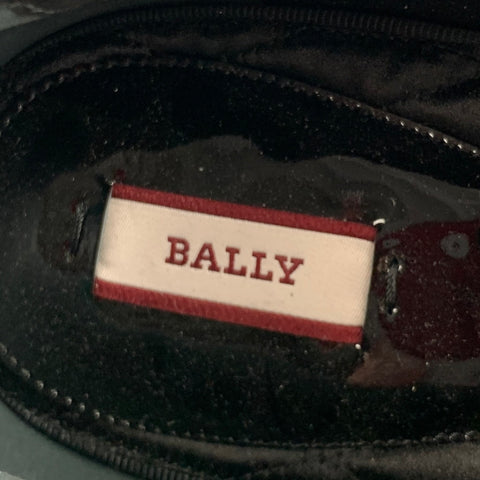 BALLY Size 7.5 Black Patent Leather Slip On Loafers