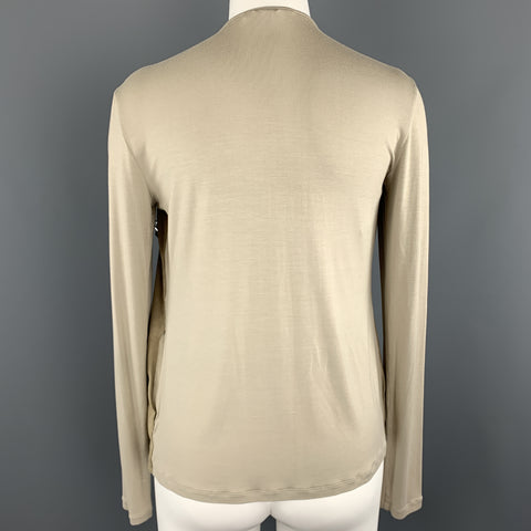 MAX MARA Size 4 Beige Suede Draped Collar Cardigan Jacket