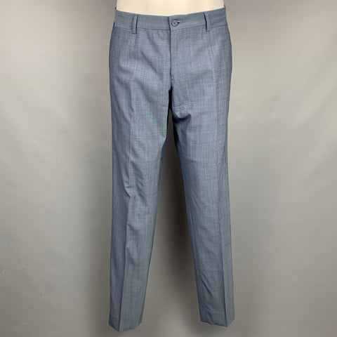 DOLCE & GABBANA Martini Size 40 Regular Steel Blue & Grey Heather Wool Notch Lapel Suit