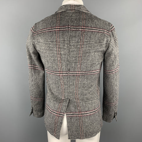TS (S) Size S Gray Plaid Wool Blend Peak Lapel Sport Coat