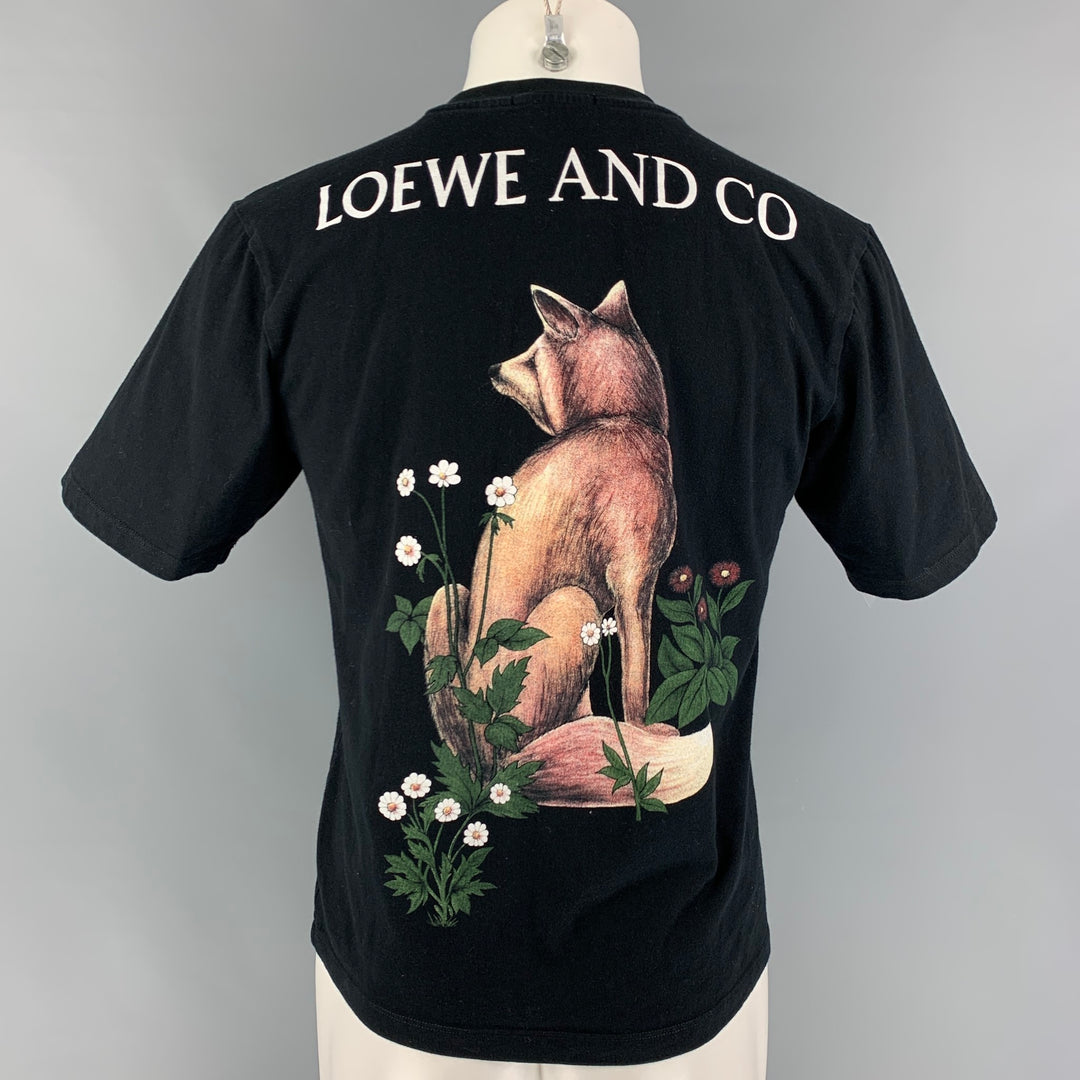 LOEWE Size S Black Morris Fox Graphic Cotton T-shirt
