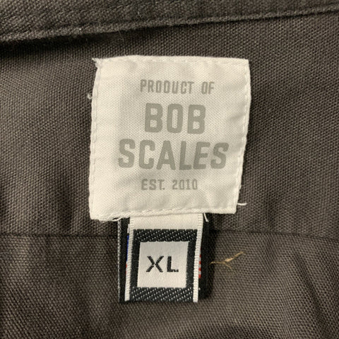 BOB SCALES Size XL Charcoal Solid Cotton Collarless Long Sleeve Shirt