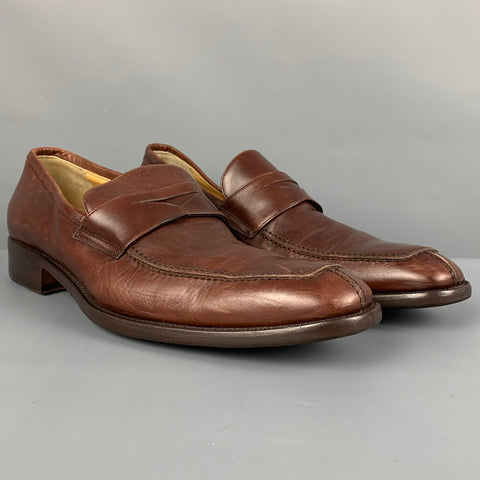 NORDSTROM Size 9 Brown Leather Penny Strap Duncan Loafers