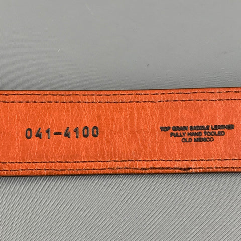 ORVIS Size 36 Brown Textured Leather Sterling Silver Belt