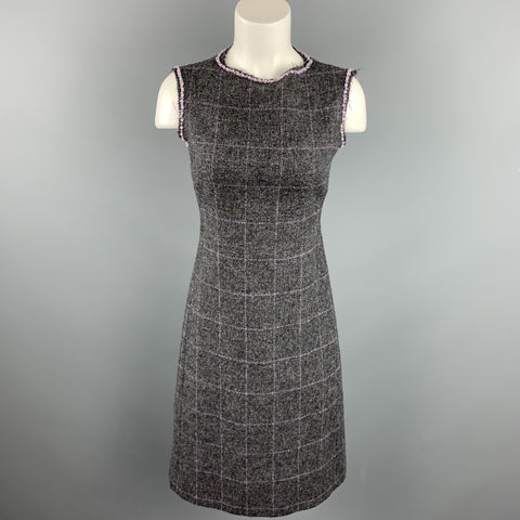 PHILOSOPHY di ALBERTA FERRETTI Size 6 Grey Beaded Wool Shift Dress