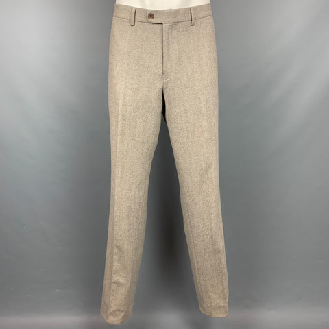 SUIT SUPPLY Size 48 Brown Herringbone Wool Notch Lapel Suit