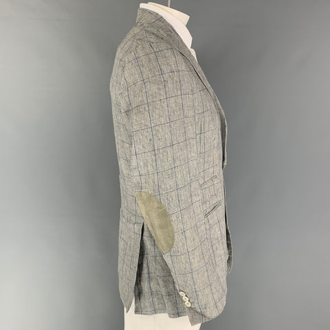 MICHAEL BASTIAN Talla 42 Abrigo deportivo de lino con panel de ventana azul y blanco