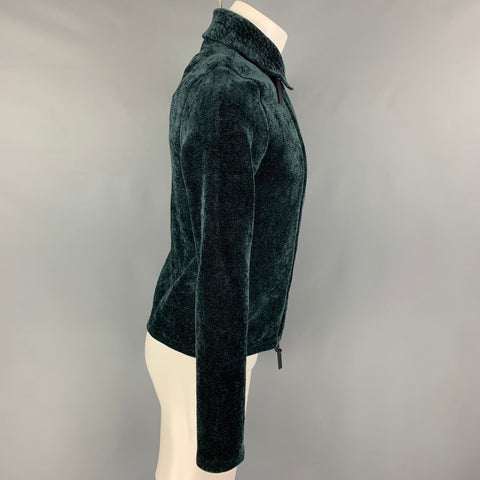 EMPORIO ARMANI Size 34 Forest Green Velvet Biker Jacket