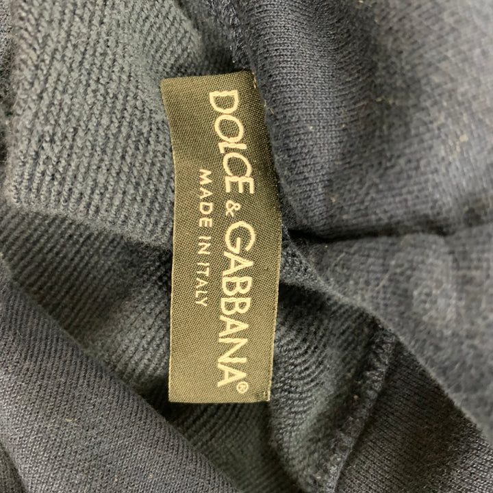 DOLCE & GABBANA Size 8 Navy White Cotton Polyester Logo Hoodie
