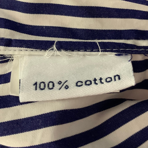 SUITSUPPLY Size M Navy White Stripe Cotton Spread Collar Long Sleeve Shirt