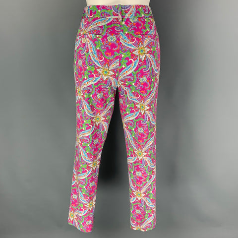 RALPH LAUREN Blue Label Size 8 Pink Multi-Color Cotton Casual Pants