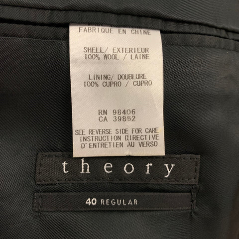 THEORY Size 40 Regular Black Wool Peak Lapel Tuxedo Suit