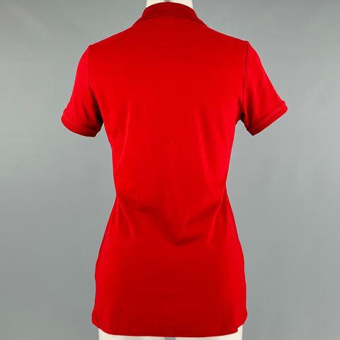 BURBERRY BRIT Size S Red Cotton Elastane Contrast trim Short Sleeve Casual Top
