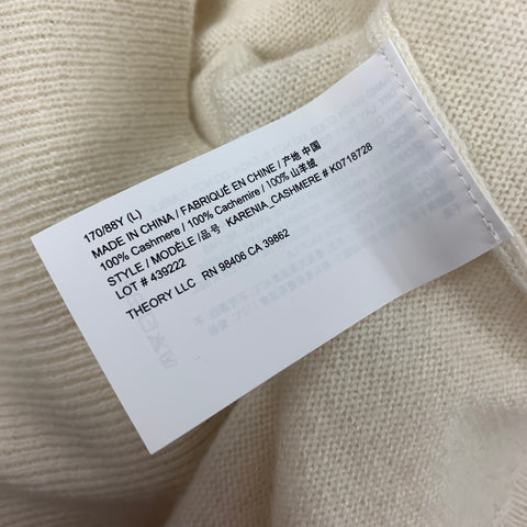 THEORY Size L Cream Cashmere Sweater