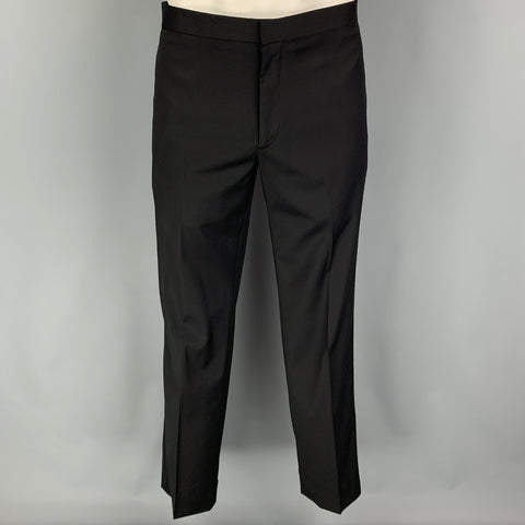 THEORY Size 42 Black Wool Peak Lapel Tuxedo Suit
