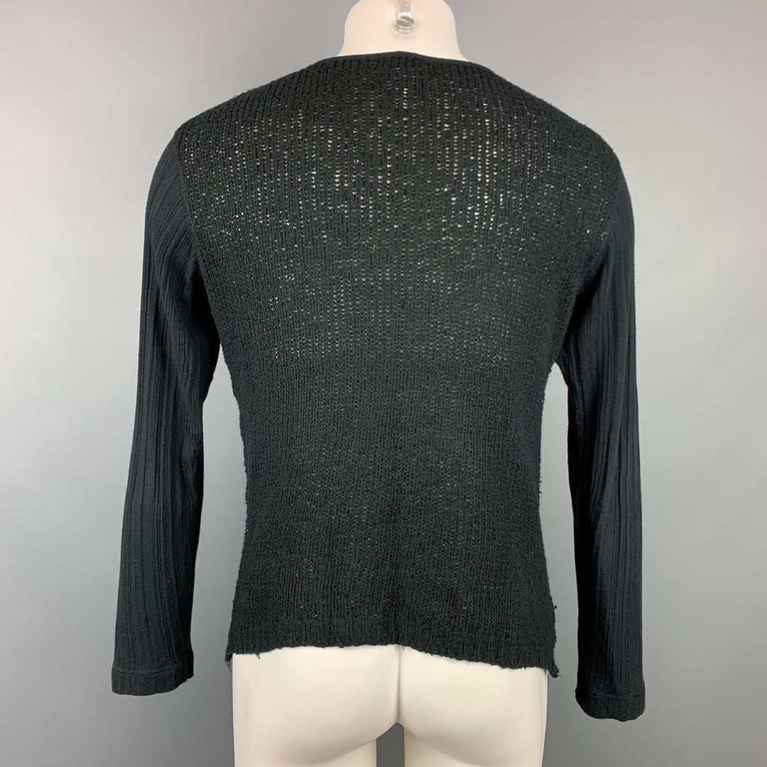 Vintage MATSUDA Size M Black Knitted Wool Collarless Cardigan