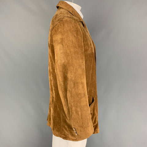 SALFRA for BERGDORF GOODMAN Size 46 Tan Suede Single Breasted Sport Coat