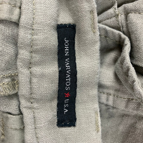 JOHN VARVATOS Size 30 Khaki Wrinkled Linen Cargo Casual Pants