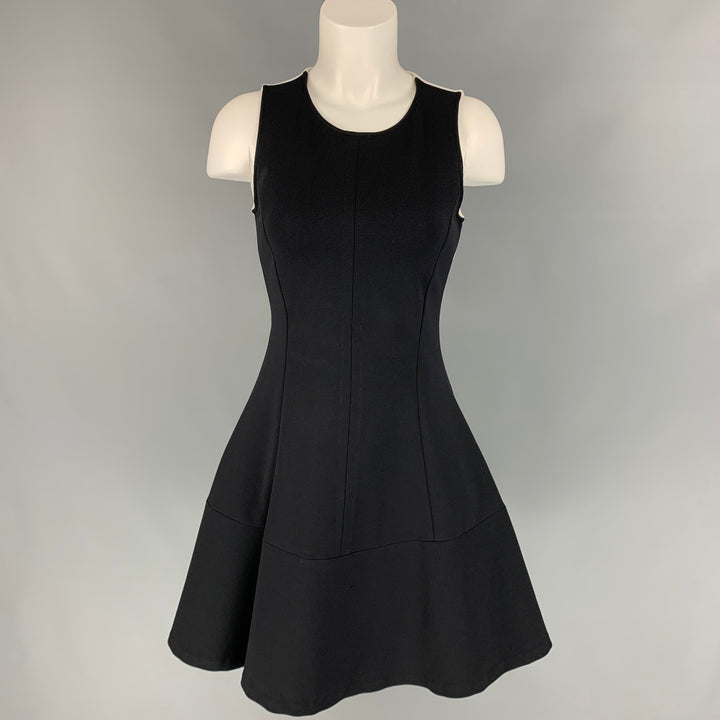 LISA PERRY x BARNEY'S NEW YORK Size 2 Black & White Polyamide Color Block A-line Dress