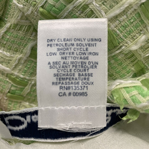 OSCAR DE LA RENTA Size 8 Green White Polyamide Blend Woven Dress Top
