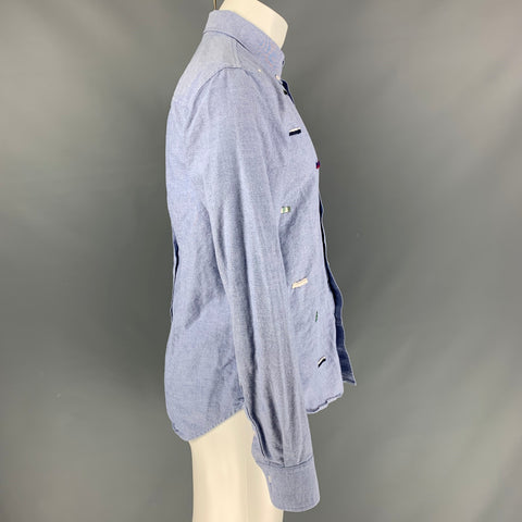 BAND OF OUTSIDERS Size M Blue Multicolour Applique Cotton Long Sleeve Shirt