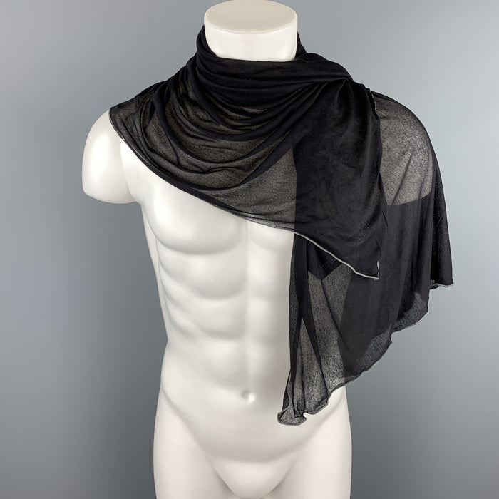 ALEXANDER MCQUEEN Black & Gray Trim Silk Scarf