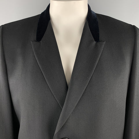 Vintage KUPPENHEIMER Talla S Abrigo largo de solapa de pico de lana negra