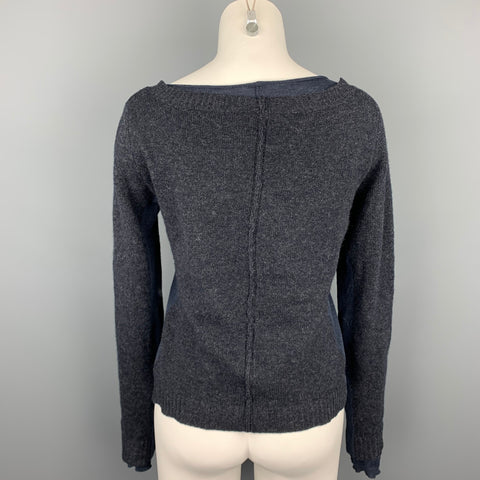 INHABIT Size S Navy Knitted Wool Blend Layered Pullover