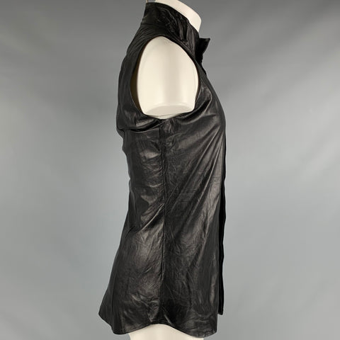 GARETH PUGH Taille 36 Chemise à manches courtes sans manches en cuir noir