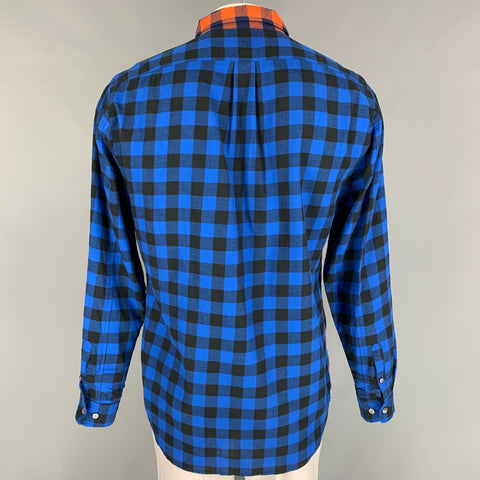 MARC by MARC JACOBS Size XL Blue Orange Checkered Cotton Long Sleeve Shirt