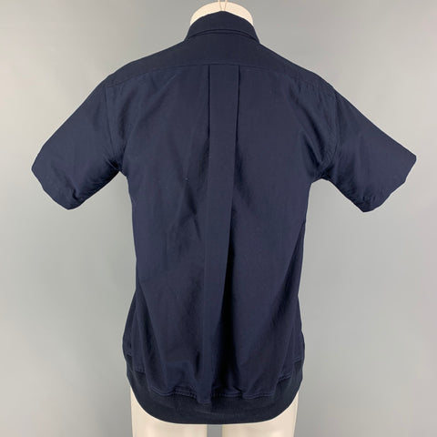 SACAI Size S Navy Cotton Polyester Button Up Short Sleeve Shirt