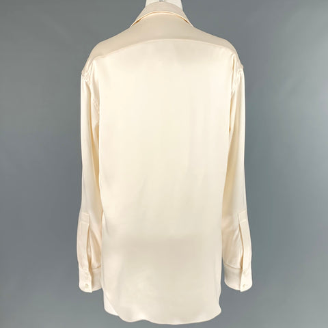 BALMAIN Top de vestido con botones ocultos de seda color crema talla 8