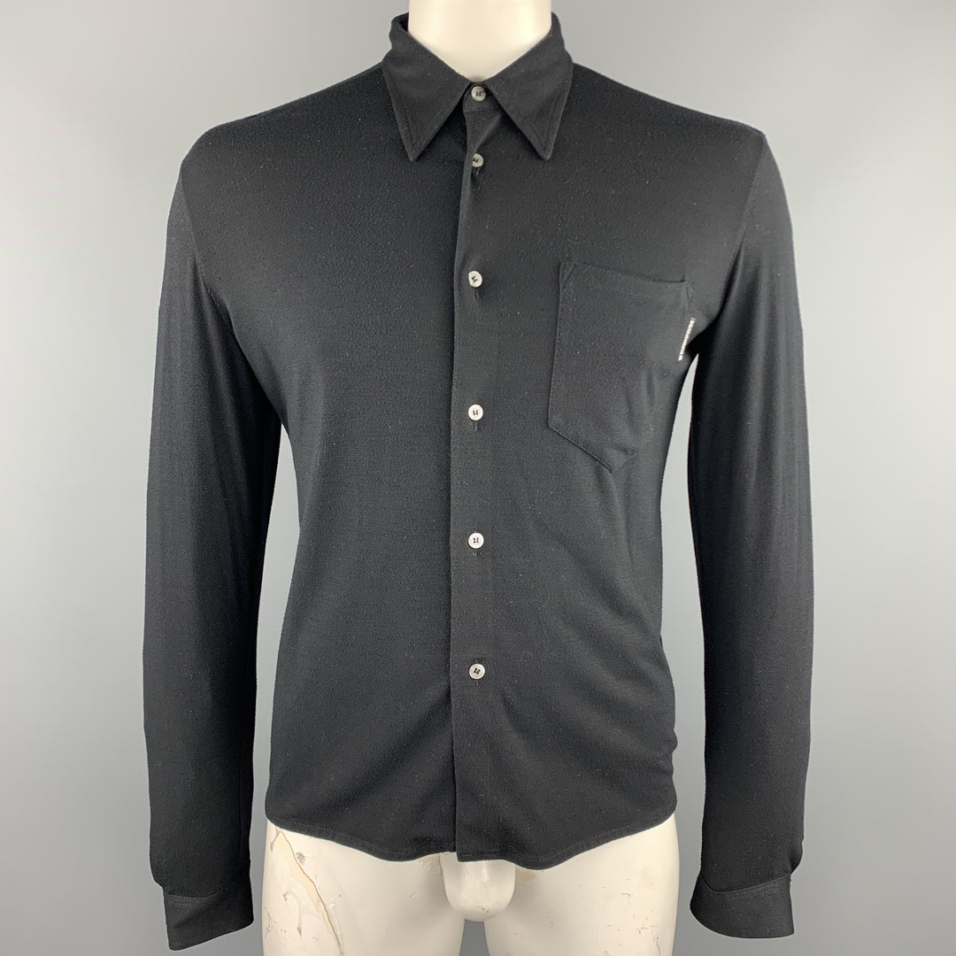 DOLCE & GABBANA Size L Black Cotton Blend Long Sleeve Shirt