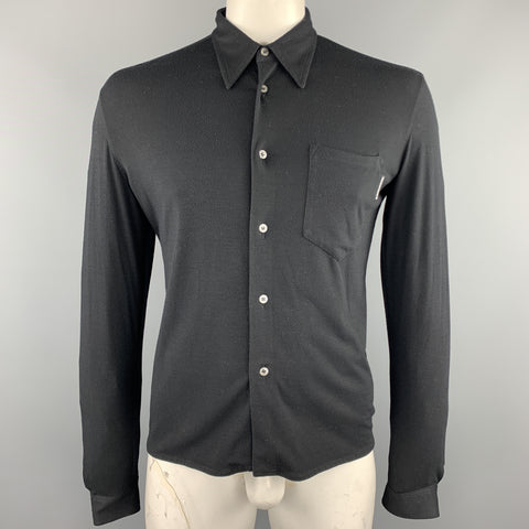 DOLCE & GABBANA Size L Black Cotton Blend Long Sleeve Shirt