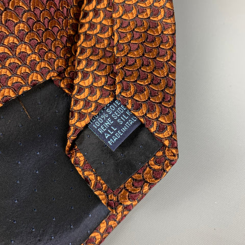 MASSIMO BIZZOCCHI Brown Copper Half Moon Silk Tie